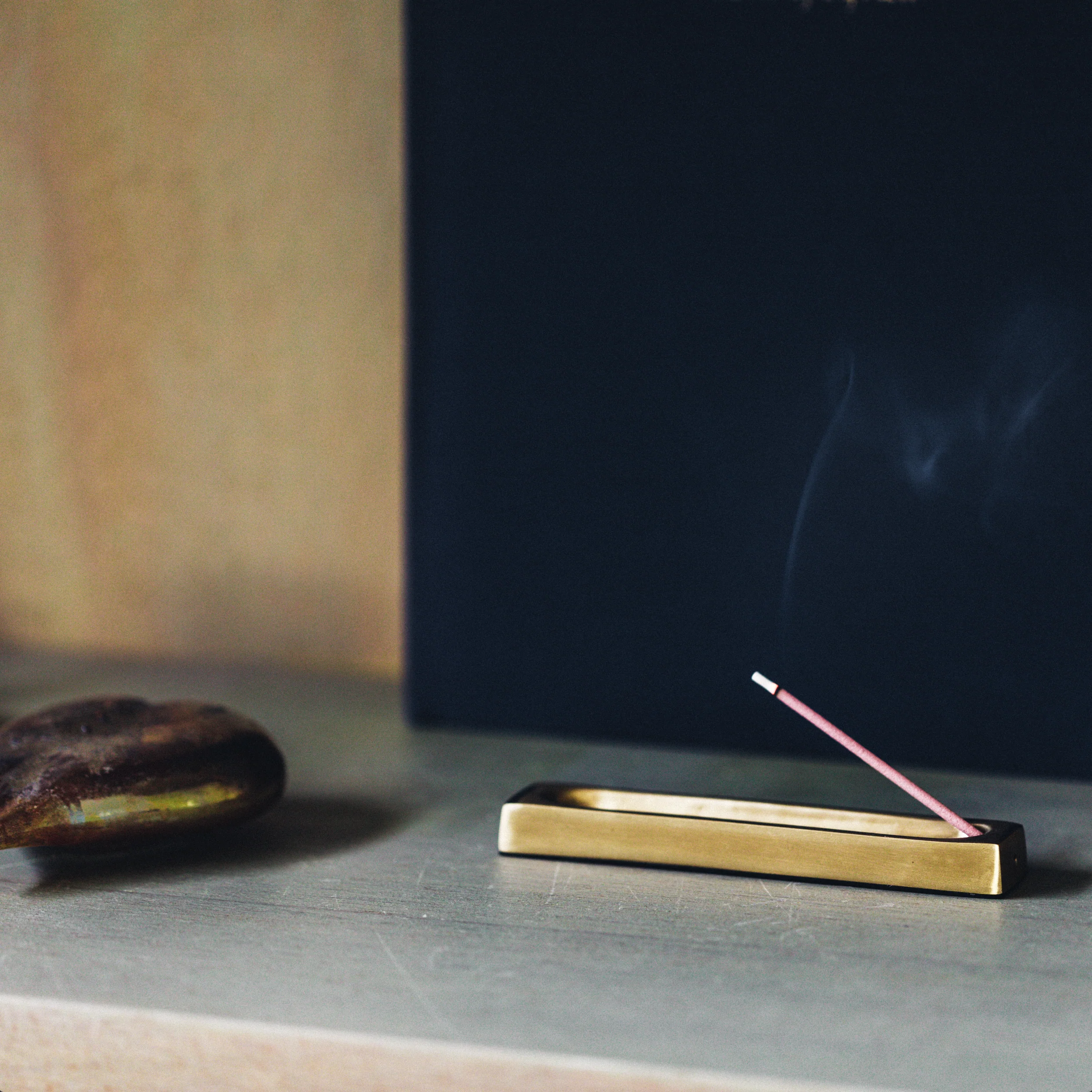 Fog Linen Work Brass Incense Stand: Rectangle - Image 3