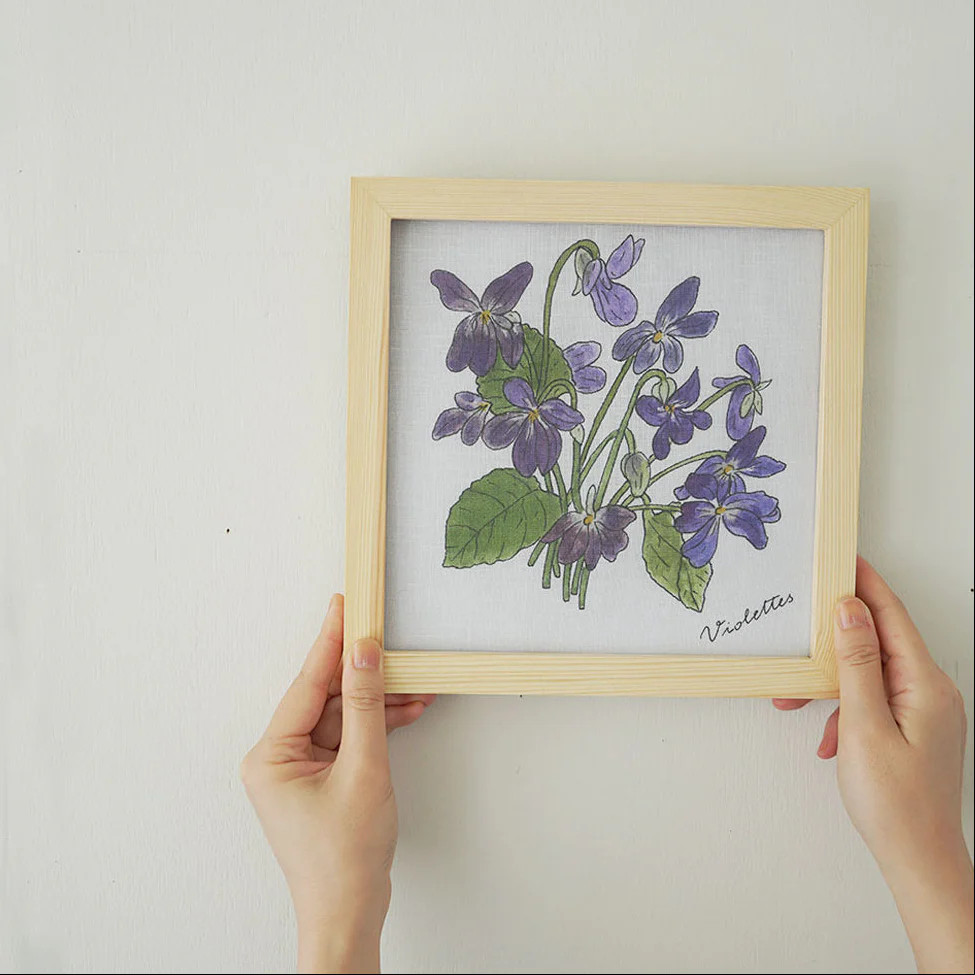 Fog Linen Work Isabelle Boinot Handkerchief: Violets - Image 4